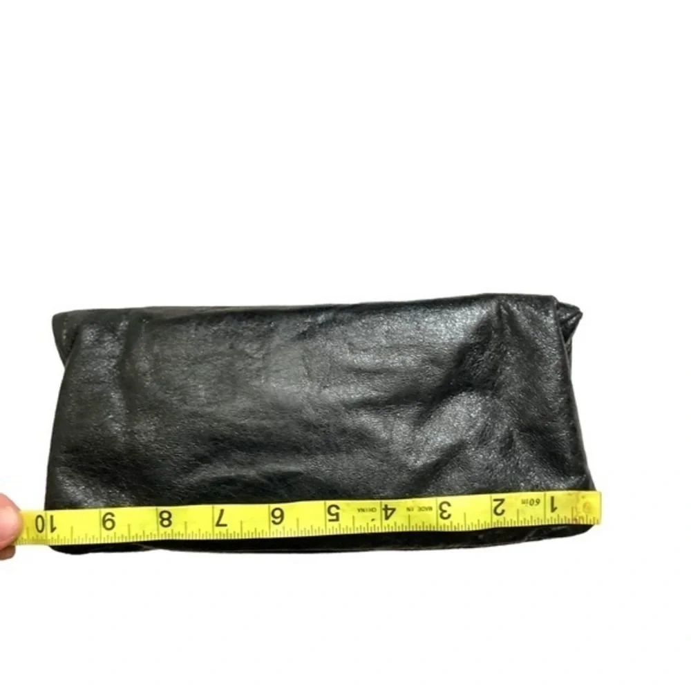Jill Stuart black leather foldover clutch bag